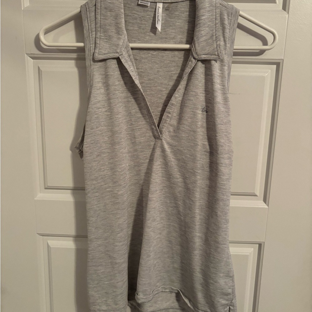 Gray Sleeveless Polo Top
